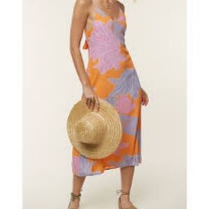 O'Neill Floral Orange and Purple Maxi Dress beach coverup flowy